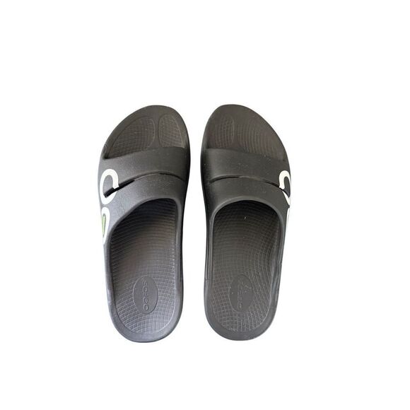 Oofos Ooahh Unisex Black White Slip On Sport Slide Recovery Sandals Size M12 W14 - Picture 3 of 13